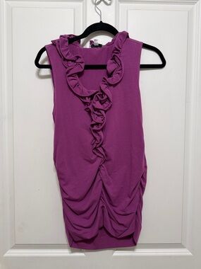 CAbi Magenta Ruffle Front Sleeveless Tank